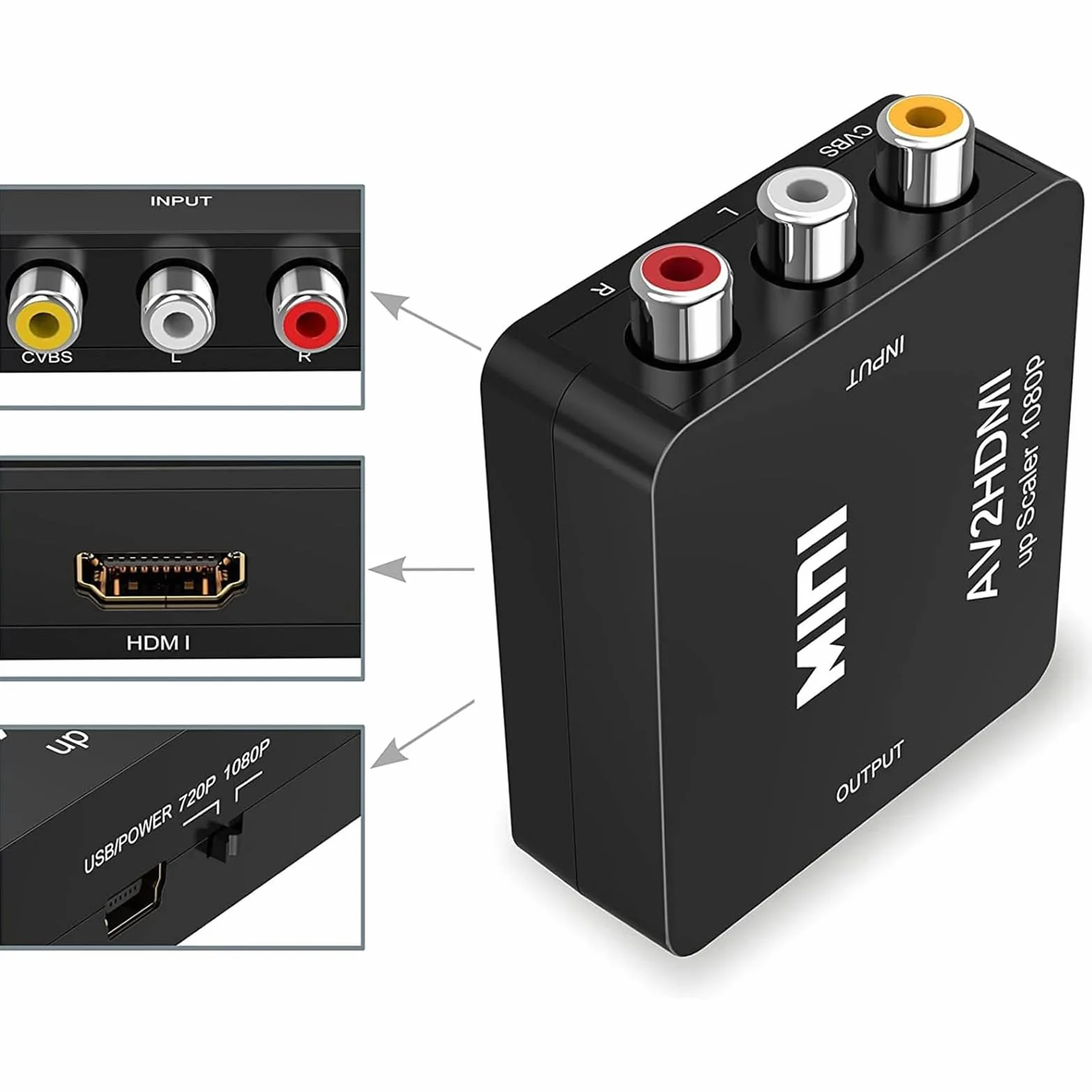 Adapter RCA na HDMI, konwerter AV na HDMI, konwertery do Xbox PS4 PS3 PS2 TV STB VHS kamera DVD