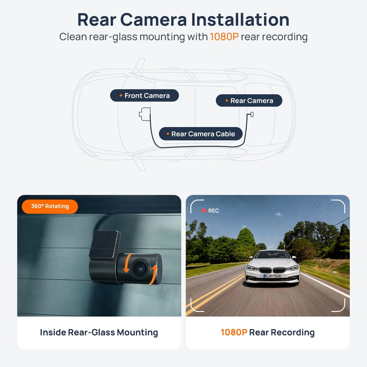 4K UHD + 1080P ukryta kamera samochodowa do Volkswagen Teramont (Atlas) 2021-2025, przód i tył, Wi-Fi i aplikacja, G-Sensor, nagrywanie w pętli, karta 128 GB