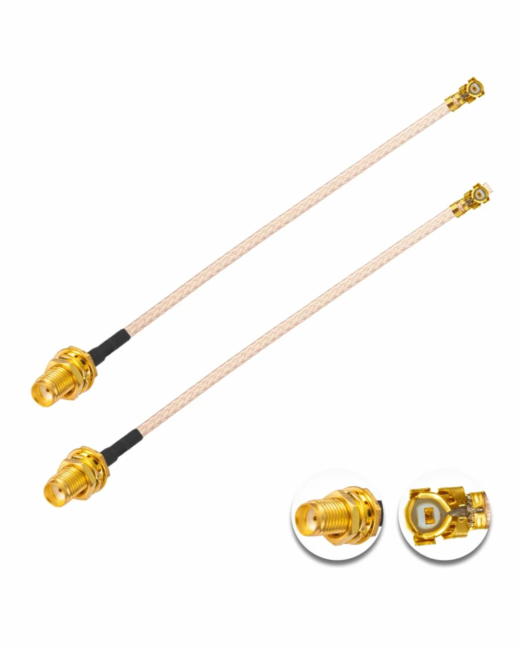 Vecys 2PCS U.F.L.1 do SMA żeński Kabel Koncentryczny o Niskiej Stratności 2 "/5CM U.F.L.1 RG178 Koncentryczny Kabel Pigtailowy RF do Routerów Bezprzewodowych Karty Sieciowe Mini PCIE PCI Wi-Fi