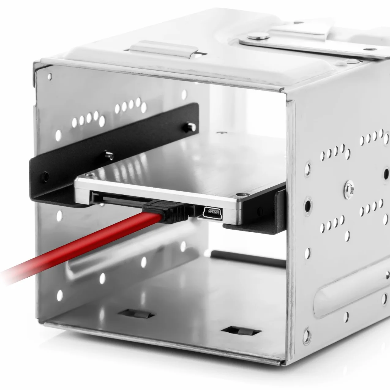 deleyCON Rama Montażowa do Dysków Twardych 2,5" Adapter Dysków SSD do 3,5" Zdejmowana Rama Rama Montażowa Szyny Montażowe ze Śrubami Kabel SATA Zasilacz i Śrubokręt
