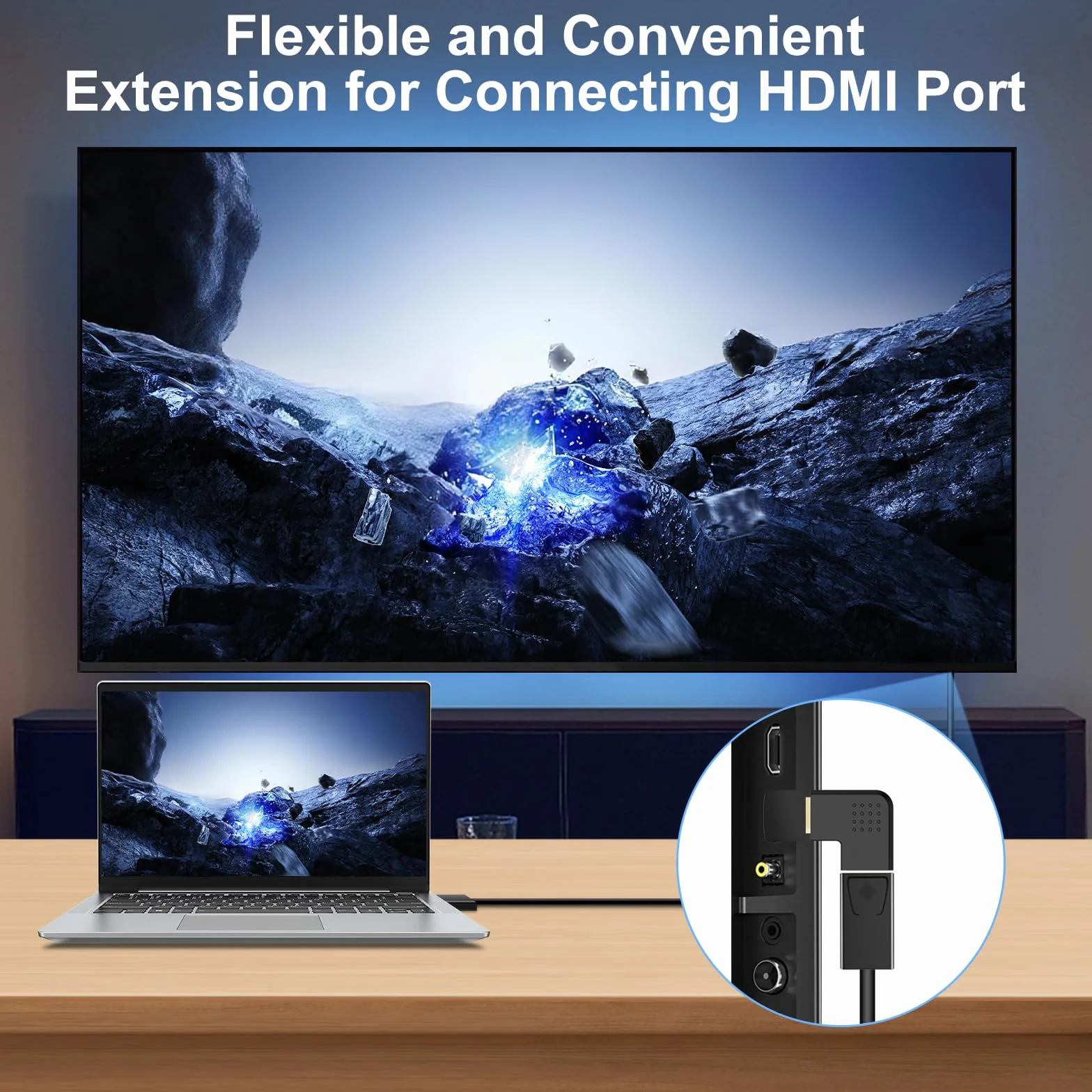 J&D Adapter kątowy HDMI, 4 szt. męski na żeński 90 stopni i 270 stopni kąt prosty i pod kątem 90 stopni w lewo i w prawo, pionowy płaski adapter HDMI z pozłacanymi złączami