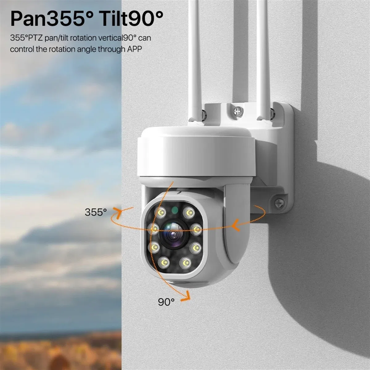 Kamera bezpieczeństwa, Kamera IP zewnętrzna bezprzewodowa kamera PTZ 8MP 4K HD 1080P automatyczne śledzenie telewizji przemysłowej CCTV 4X Zoom cyfrowy nadzór wideo(8MP With 64G SD)