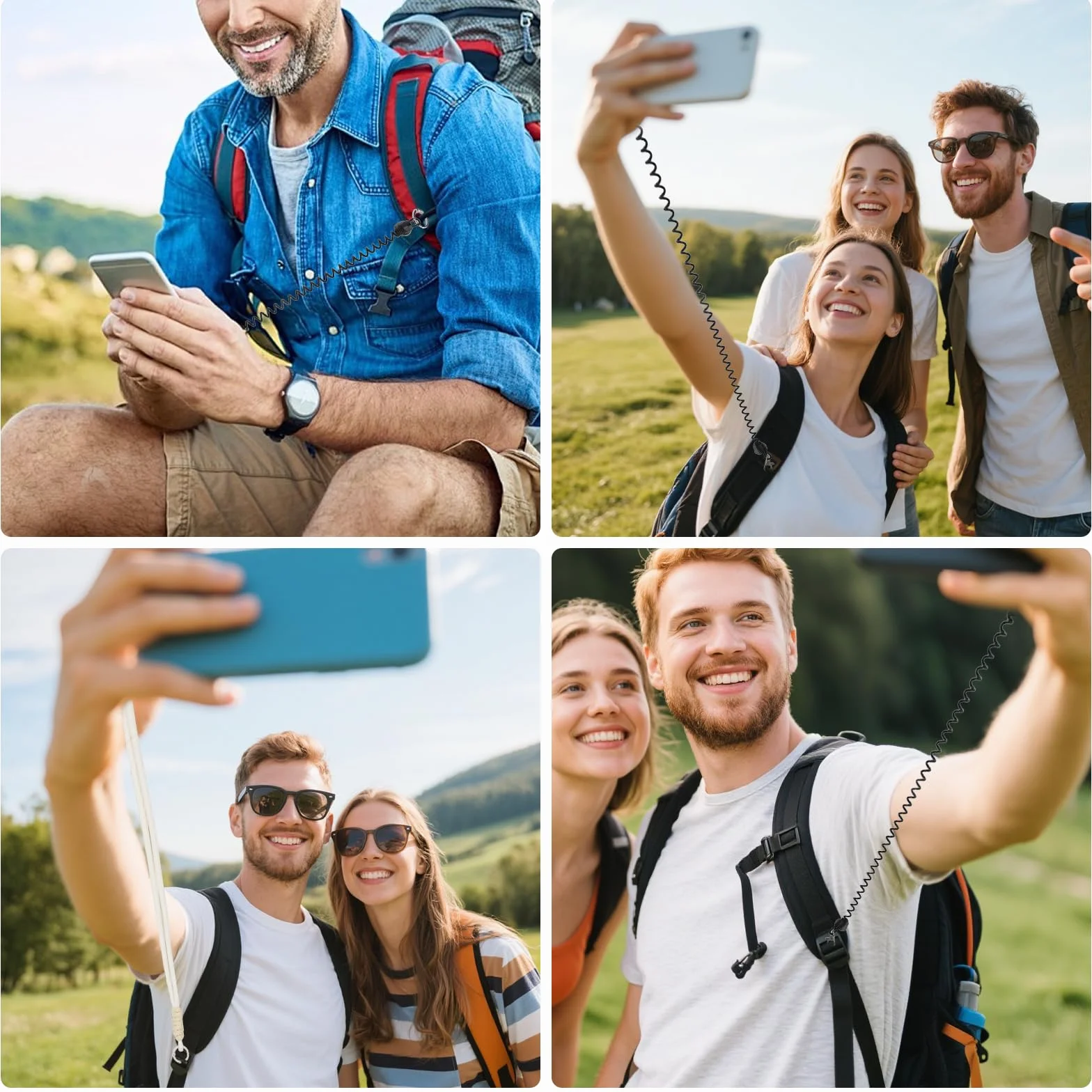 4 sztuki zabezpieczenie przed kradzieżą sprężynka do telefonu, zabezpieczenie przed kradzieżą telefonu, pas antykradzieżowy do telefonu, kompatybilny z różnymi modelami telefonów na aktywności