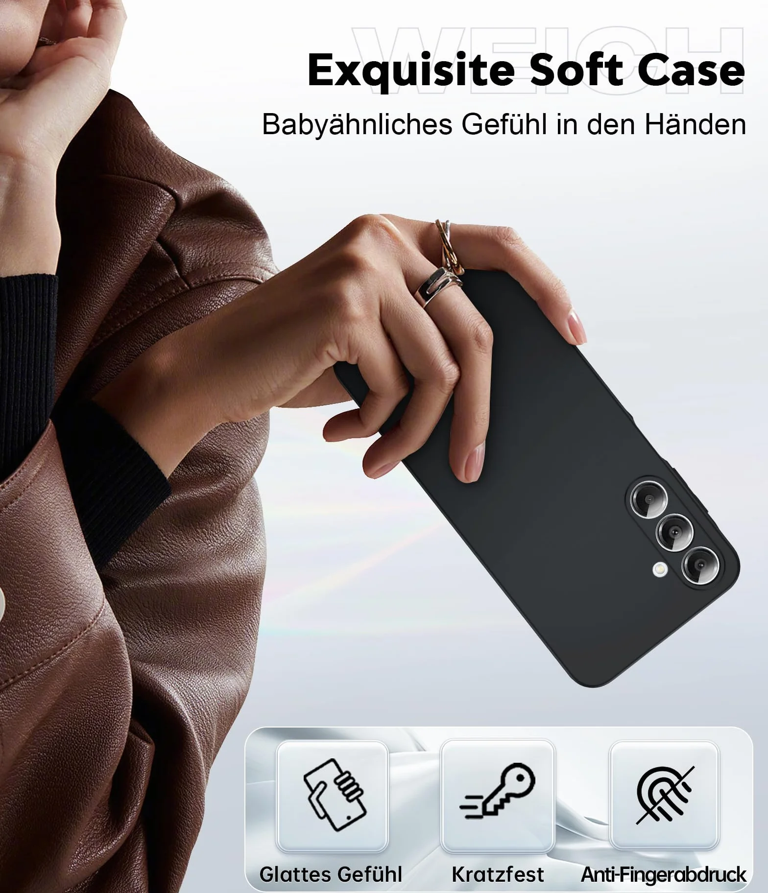 LeYi Samsung A16 5G/4G 2 sztuki szkła hartowanego etui miękki płynny silikon TPU ochronny ultra cienki, odporny na wstrząsy futerał z ochroną aparatu do Samsung Galaxy A 16, czarny