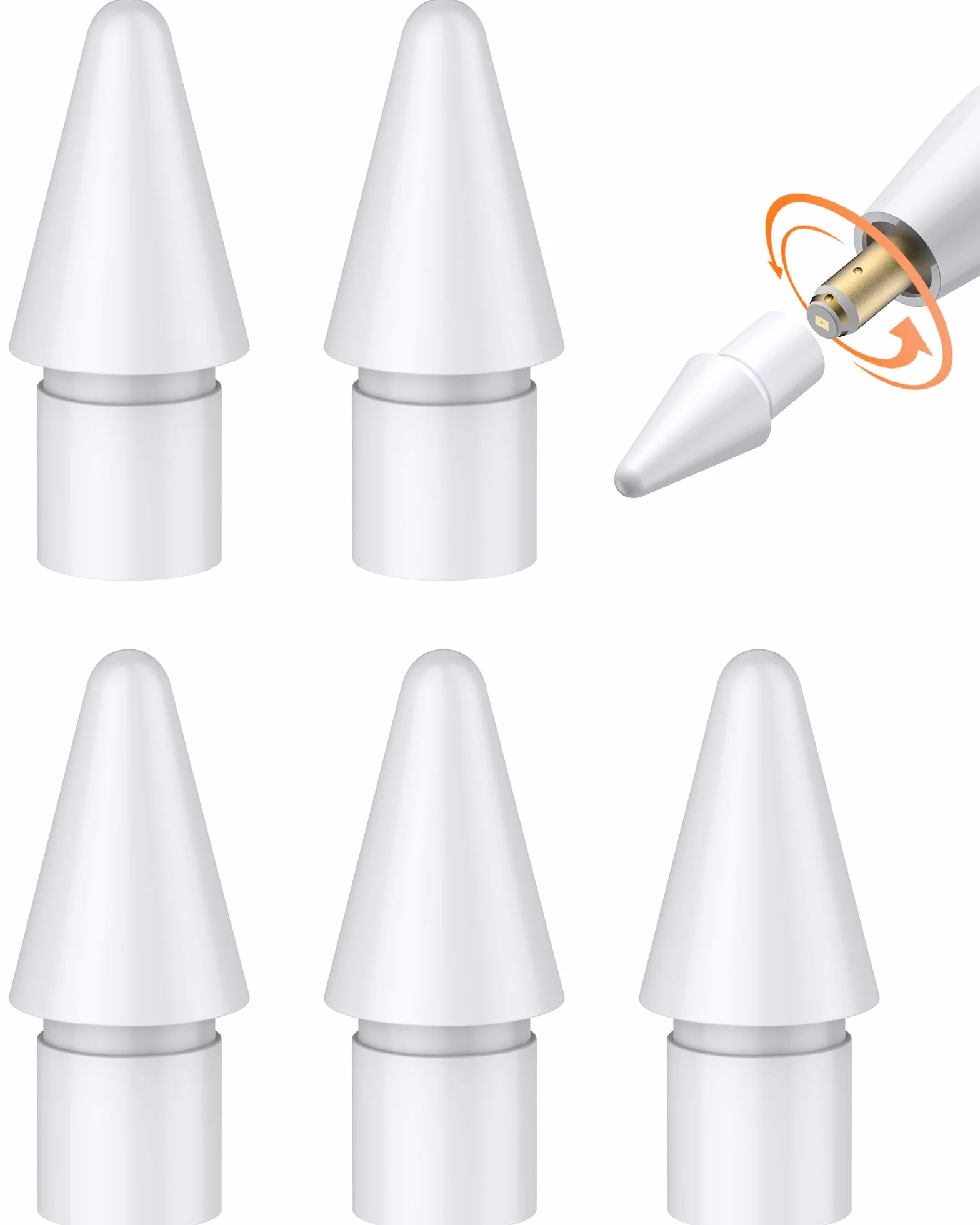 Link Dream Ulepszone końcówki zamienne kompatybilne z Apple Pencil 2. generacji/1. generacji, końcówki iPencil akcesoria do Apple Pencil 1/2/Pro/USB-C, iPad Pro/Air/Mini (5 sztuk, okrągłe)