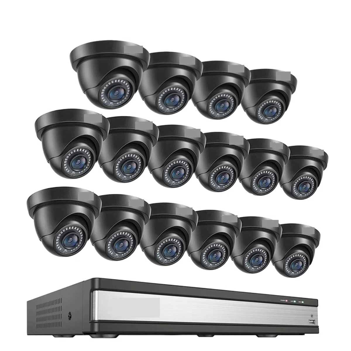 Kamery Monitoringu, System kamer bezpieczeństwa 2MP 16CH Czarny zestaw H265 + DVR Wykrywanie ruchu 1080P Domowy zewnętrzny zestaw nadzoru wideo CCTV(2T,8 Black Cameras)