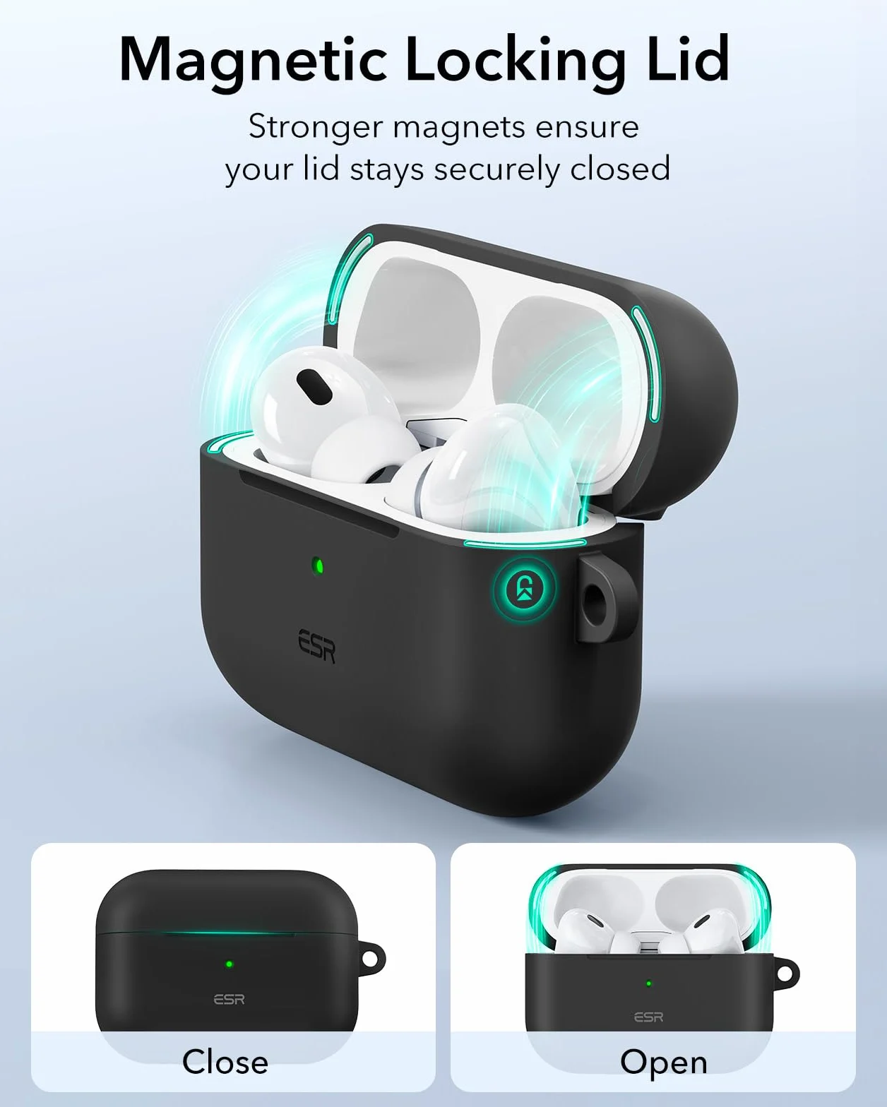 ESR Etui do Airpods Pro 2 (2023/2022/2019) z HaloLock, seria Cloud, czarne