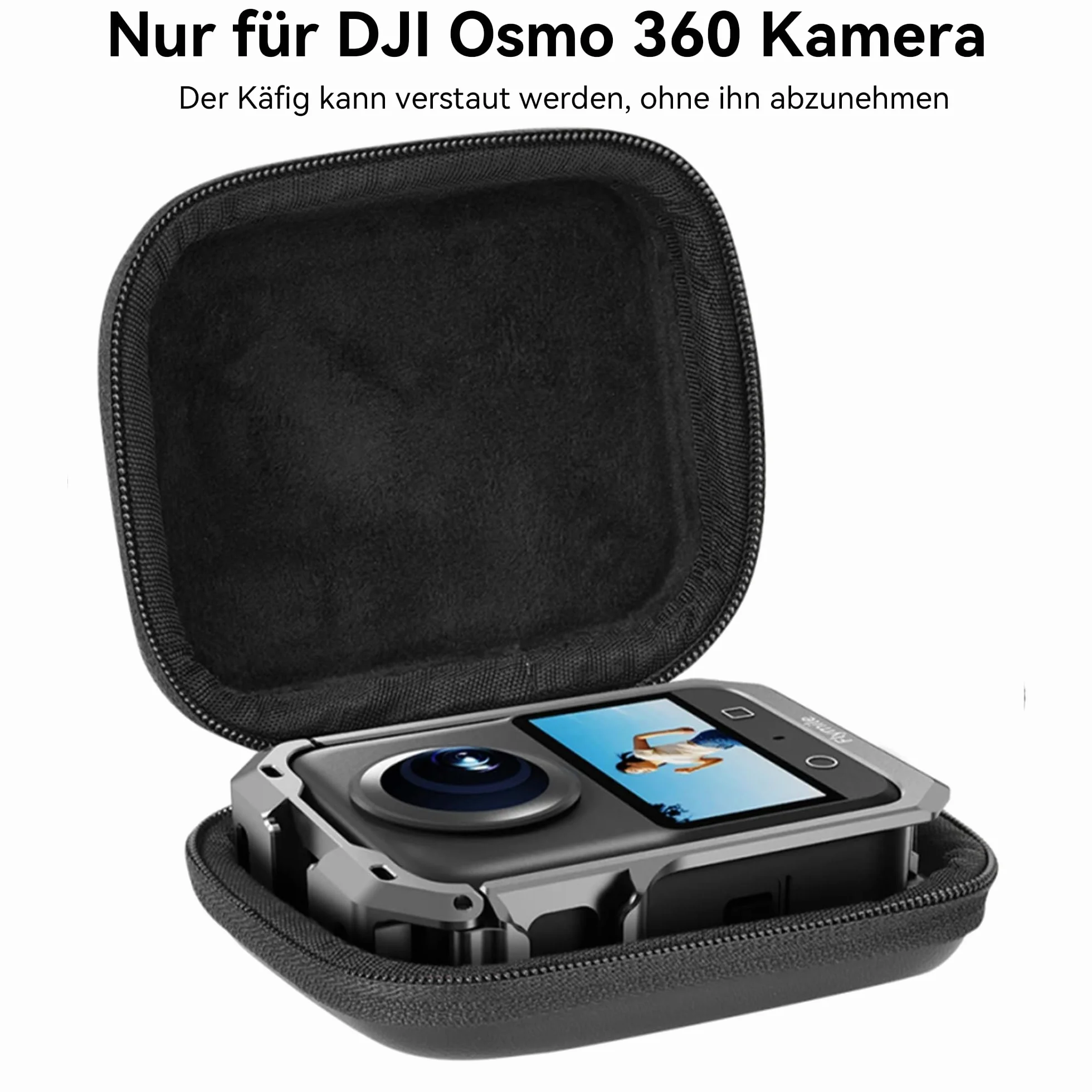 Osmo 360 Etui Transportowe - Przenośna Torba Podróżna z Twardą Powłoką PU do DJI Osmo 360 Przechowywania Akcesoriów Kamery Pokrowiec Ochronny z Karabińczykiem