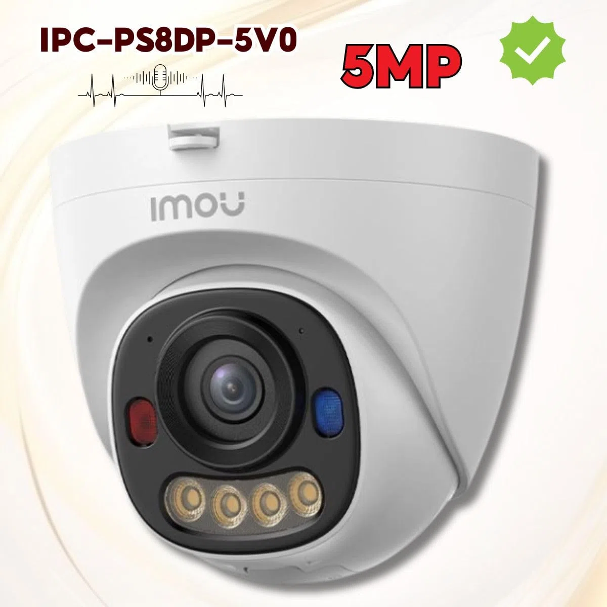 Generico Zewnętrzna kamera IP kopuła PoE IP67 z wykrywaniem osób/pojazdów i aktywnym odstraszaniem - IPC-PS8D-5V0