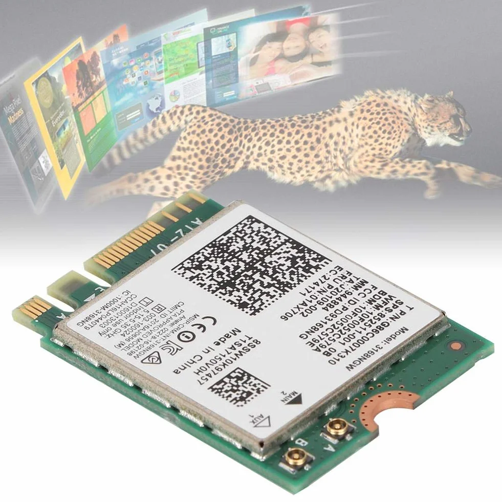 Karta sieciowa, karta sieciowa ASHATA Wi-Fi dla Internet 3168NGW Wireless-AC dwuzakresowa karta sieciowa WLAN z Bluetooth 4.2