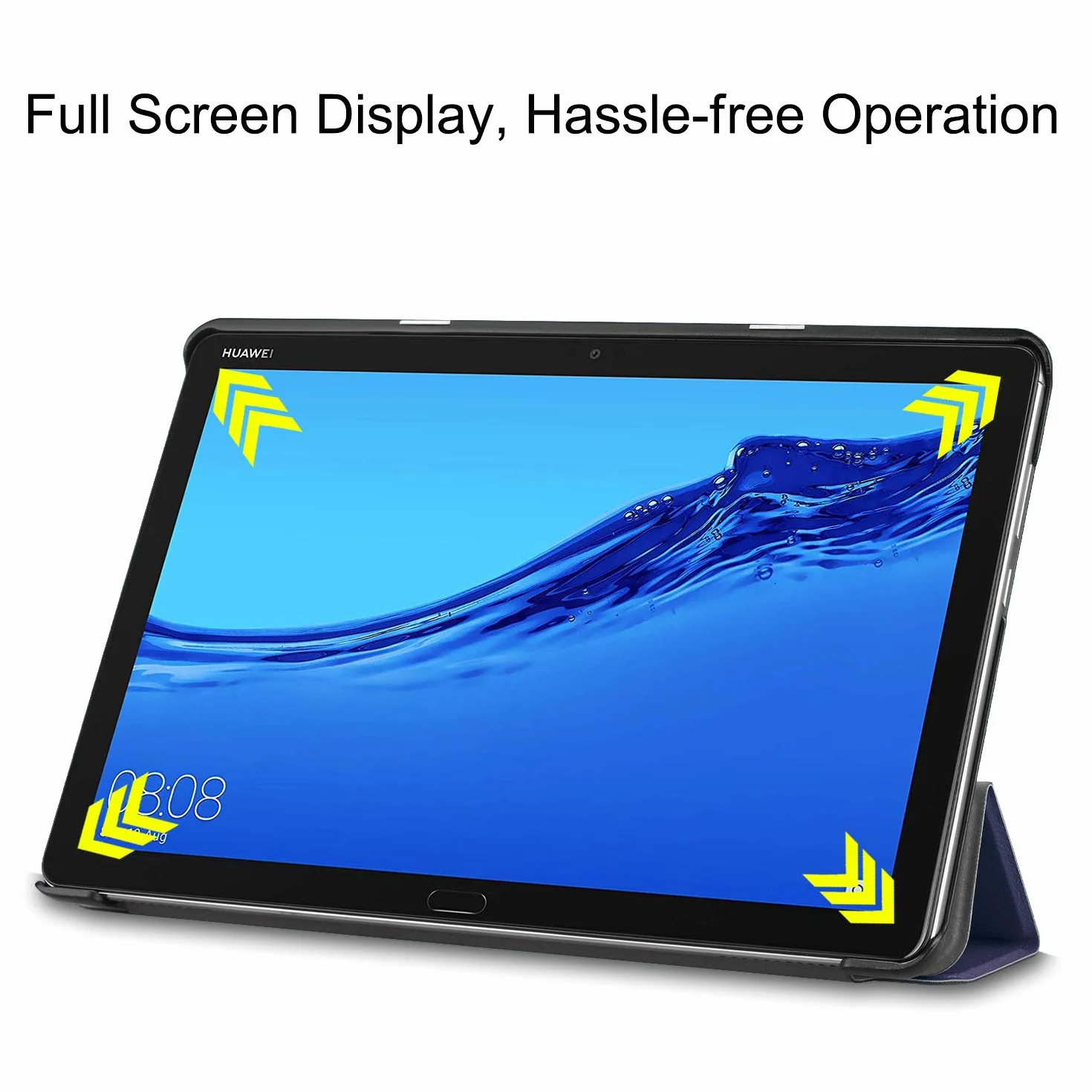 3-składane, skórzane etui do Huawei MediaPad T5, 25.4 cm folio PU, ultra cienkie dopasowanie, ochronne, automatyczne uśpienia/budzenie, magnetyczne etui z klapką do Media Pad T5 10.1 2018 z podpórką