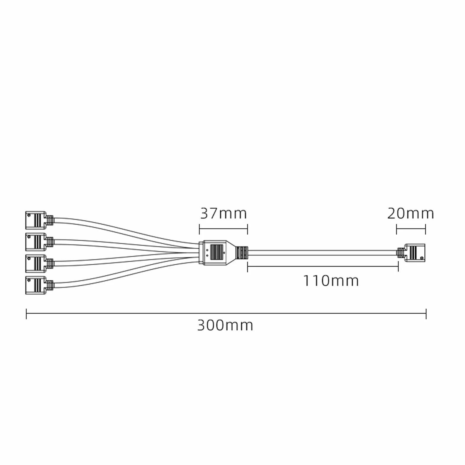 Kabel Rozgałęźny ARGB 1 do 4, 3-pinowy Przedłużacz Rozgałęźnika RGB żeński do żeńskiego 5 V, Adresowalny Kabel Rozgałęźny RGB do Chłodnicy Procesora Obudowy Komputera i