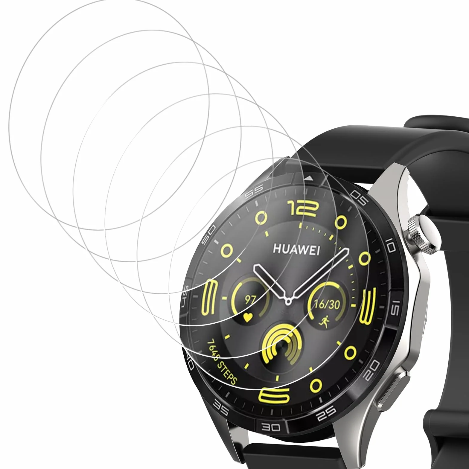 Hianjoo 6 sztuk folii ochronnej, kompatybilna z Huawei Watch GT 4 46 mm, twardość 9H, odporna na olej, odporna na zarysowania folia ochronna na wyświetlacz kompatybilna z Huawei Watch GT4 46 mm