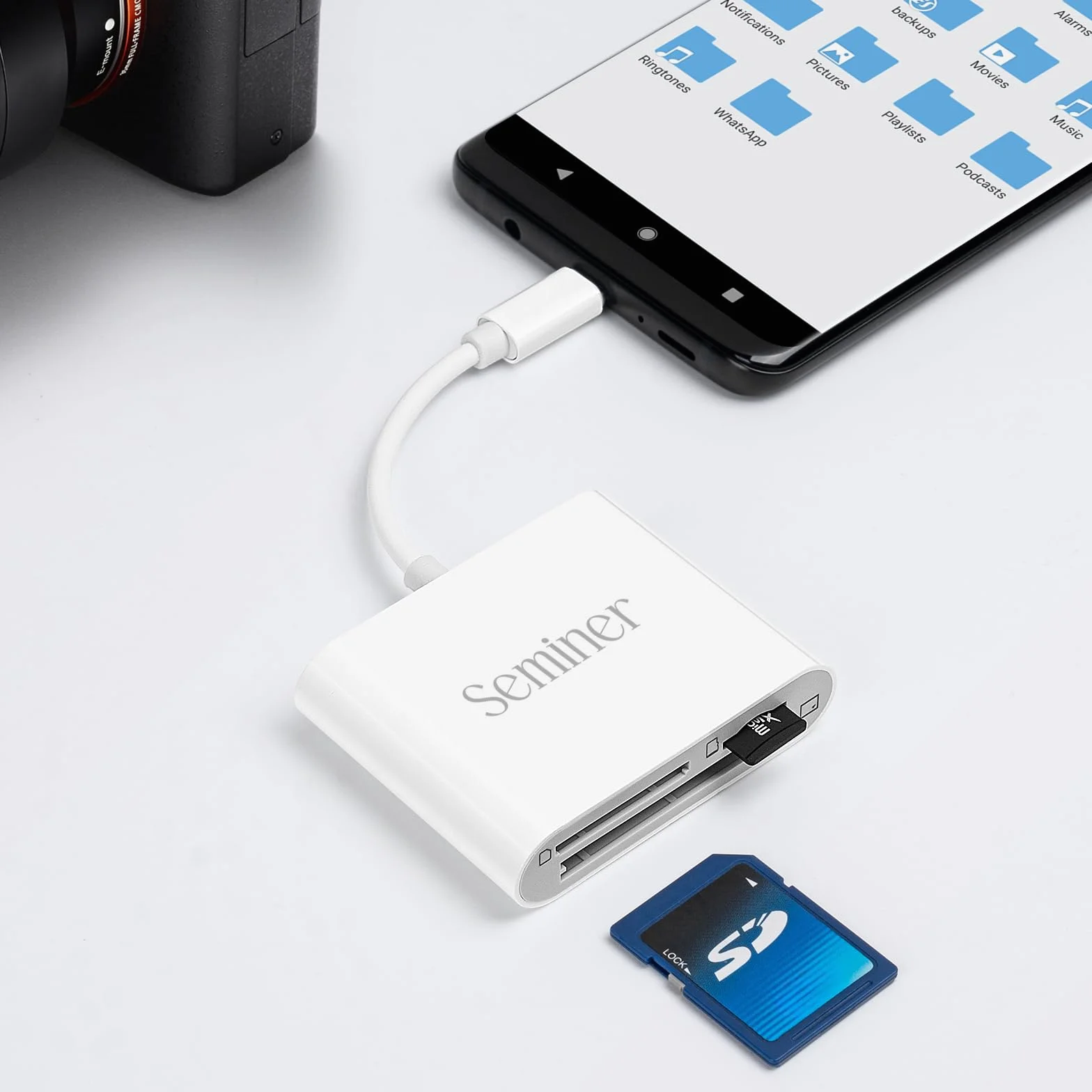 Czytnik kart SD, Seminer 3 w 1, adapter karty pamięci USB C, 5 Gb/s, odczyt zapisu dla SD SDXC SDHC CF CF CFI TF Micro SD Micro SDXC Micro SDHC dla Windows Linux Mac OS