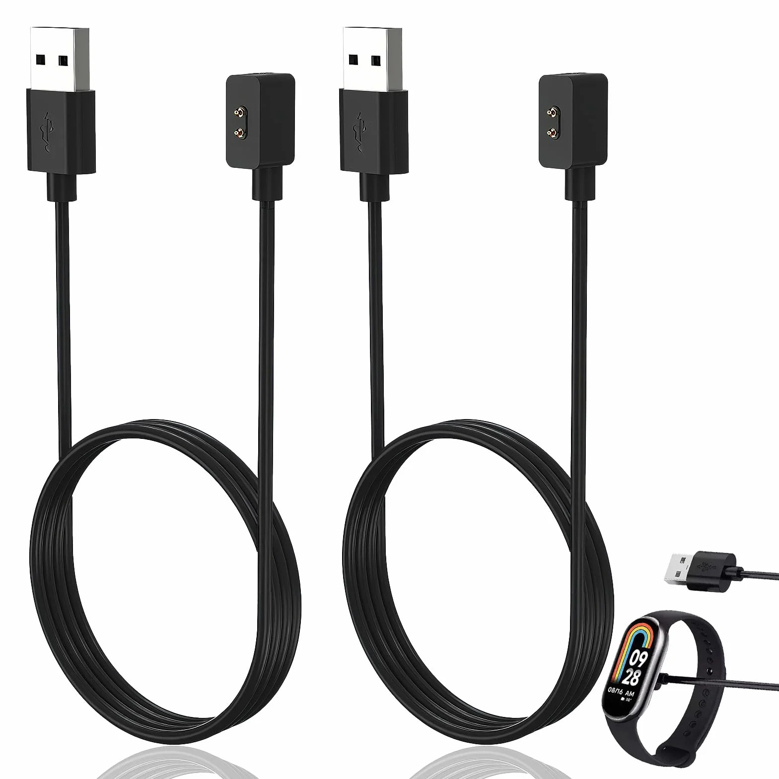 2 kable ładowarki do zegarka Redmi Watch 5/5 Active/5 Lite/4/3 Active/3 Lite, 1 m kabel USB do ładowania kompatybilny z Xiaomi Smart Band 9/9 pro/8/8 Pro/Active, USB 5 V 1 A szybkie ładowanie