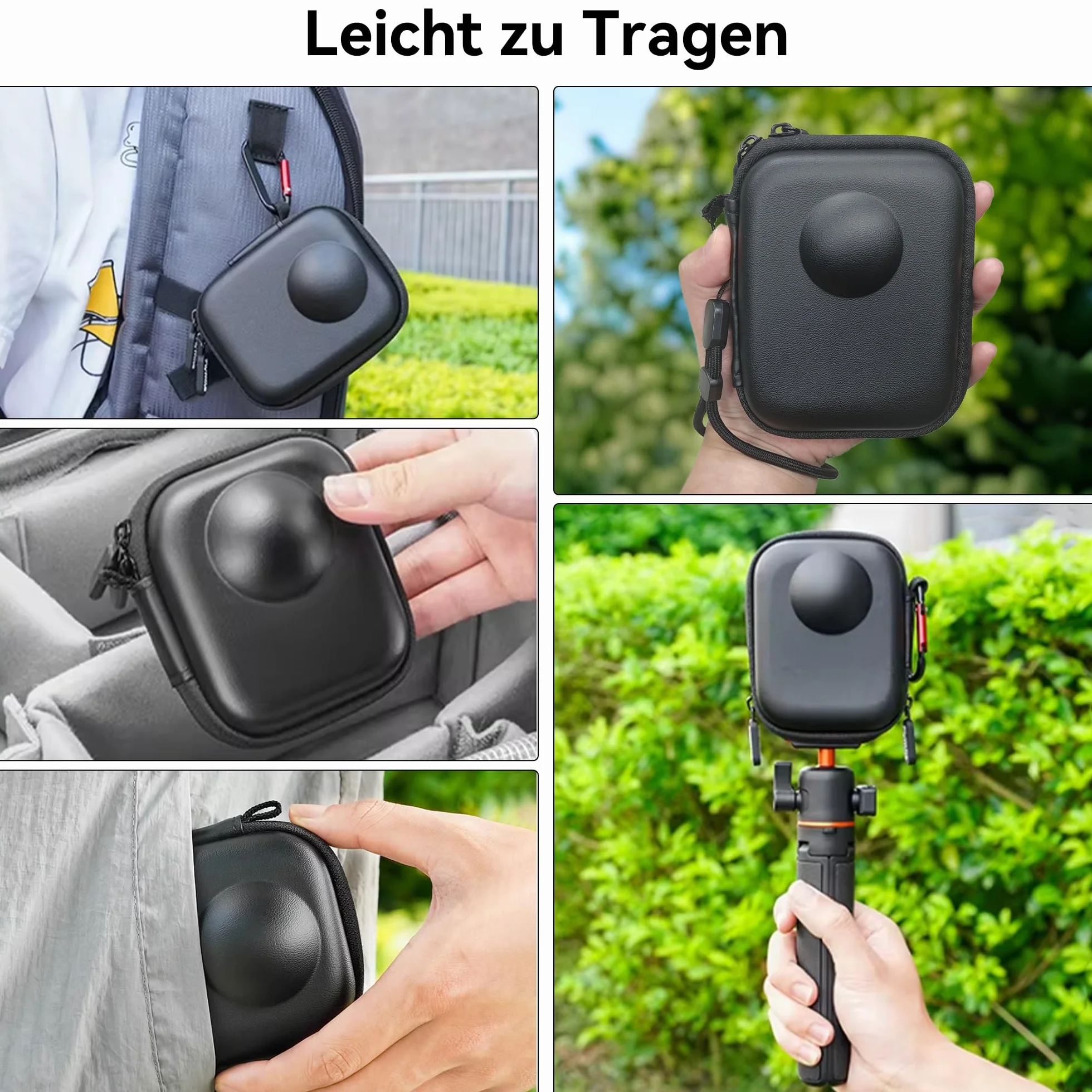 Osmo 360 Etui Transportowe - Przenośna Torba Podróżna z Twardą Powłoką PU do DJI Osmo 360 Przechowywania Akcesoriów Kamery Pokrowiec Ochronny z Karabińczykiem