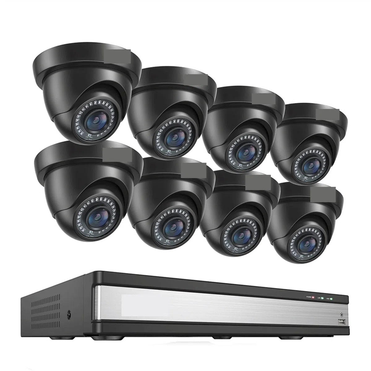 Kamery Monitoringu, System kamer bezpieczeństwa 2MP 16CH Czarny zestaw H265 + DVR Wykrywanie ruchu 1080P Domowy zewnętrzny zestaw nadzoru wideo CCTV(2T,8 Black Cameras)