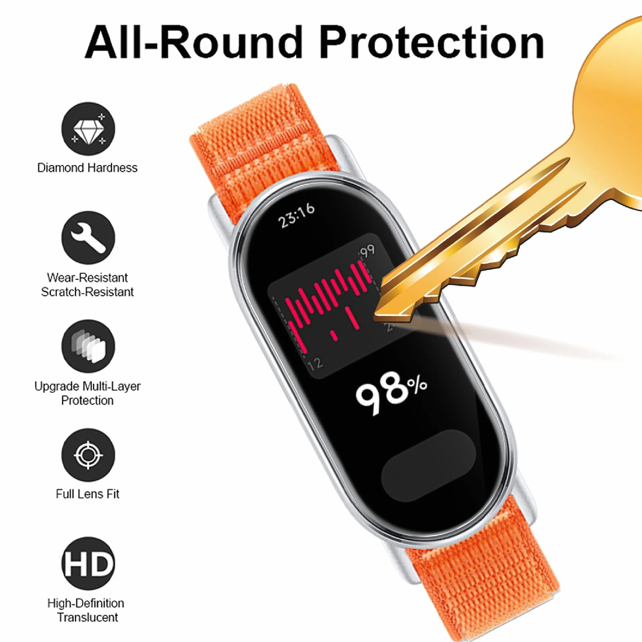 GIOPUEY Ochraniacz ekranu do Xiaomi Mi Smart Band 9, [6 opakowań] elastyczna folia ochronna na ekran TPU, odporna na pęcherzyki powietrza, odporna na zużycie, przezroczysta