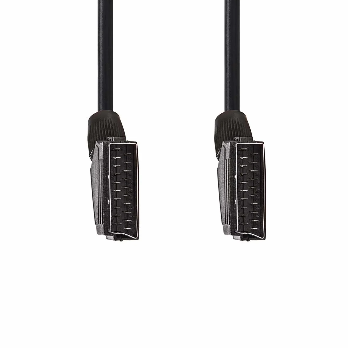 Nedis Kabel SCART - wtyczka SCART - wtyczka SCART - niklowana - 480p - 1,50 m - okrągła - PCW - czarna - etykieta