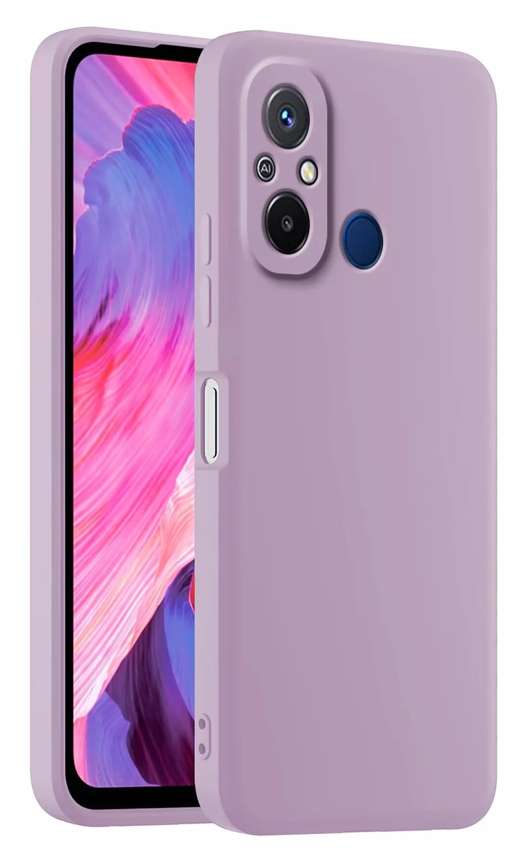 HULLIN Kolorowe silikonowe etui na telefon komórkowy, pasuje do Redmi 12C / Redmi 11A (6,71"), trawiaste, fioletowe
